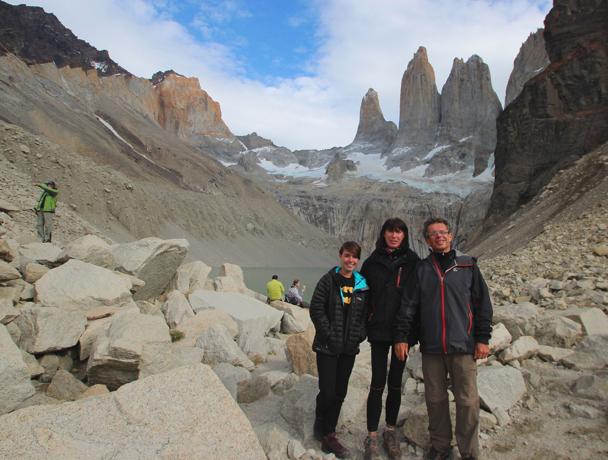 Jean-Fi, Barbara et Justine au Parc Torres del Paine en Patagonie chilienne